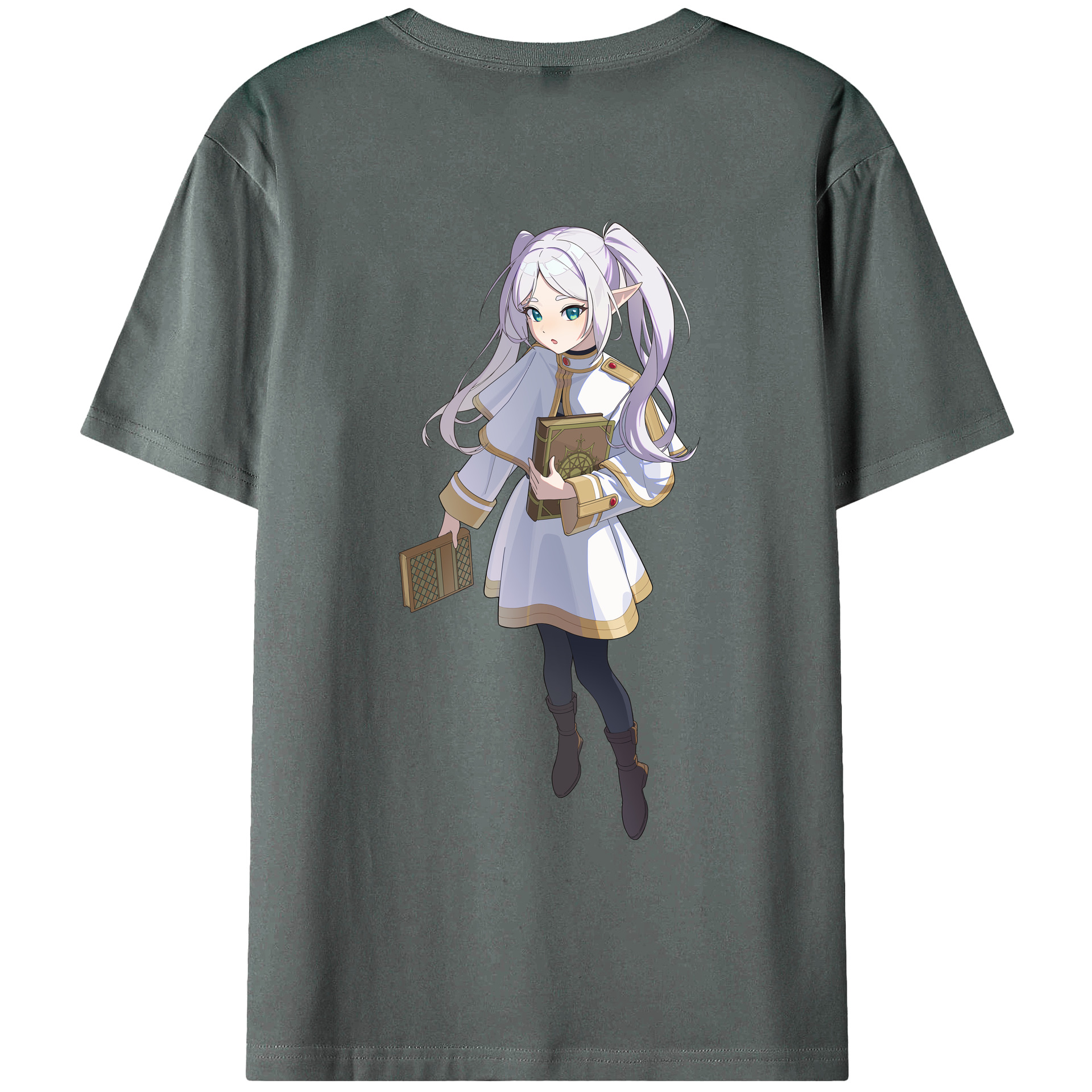 （画像用） 葬送のフリーレン Frieren 綿100％ メンズ半袖Tシャツ（バックプリント） 通気性